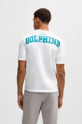 BOSS x NFL stretch-cotton T-shirt with special branding, Dolphins