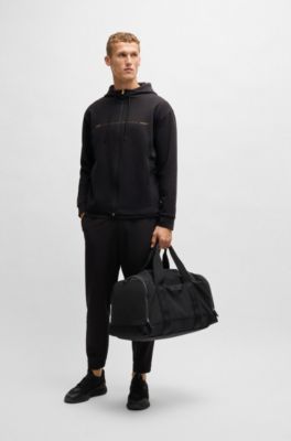 Sudadera con capucha y cremallera de algod&oacute;n con ilustraci&oacute;n estampada, Negro