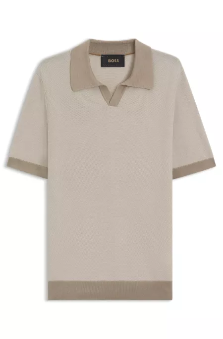 Johnny-collar sweater in silk and cotton