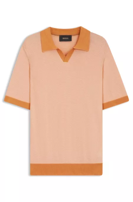 Johnny-collar sweater in silk and cotton