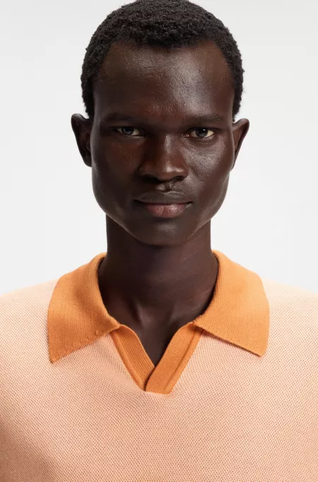 Johnny-collar sweater in silk and cotton