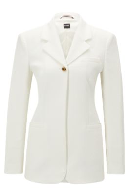 Hugo Boss Slim-fit Jacket In A Cotton Blend In White