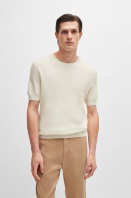 Short-sleeved sweater in a regular fit, White
