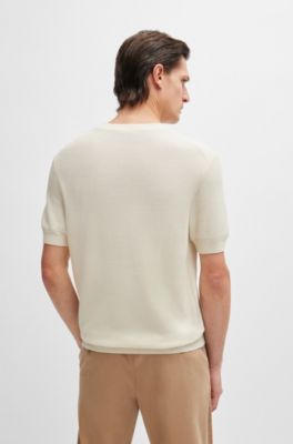 Short-sleeved sweater in a regular fit, White