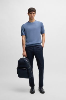 Short-sleeved sweater in a regular fit, Light Blue