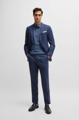 Polo Regular aux diff&eacute;rentes structures, bleu clair