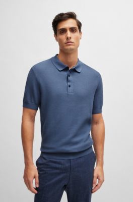 Polo Regular aux diff&eacute;rentes structures, bleu clair