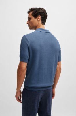 Polo Regular aux diff&eacute;rentes structures, bleu clair