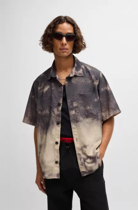 Oversize-fit shirt with tie-dye print