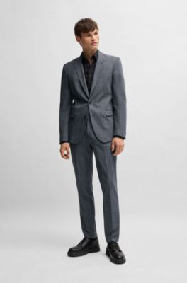 Extra-slim-fit jacket in checked performance-stretch fabric, Dark Blue
