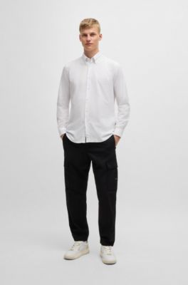 Camisa regular fit en algod&oacute;n Oxford, Blanco