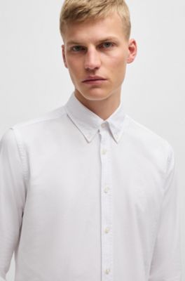Camisa regular fit en algod&oacute;n Oxford, Blanco