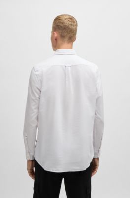 Camisa regular fit en algod&oacute;n Oxford, Blanco