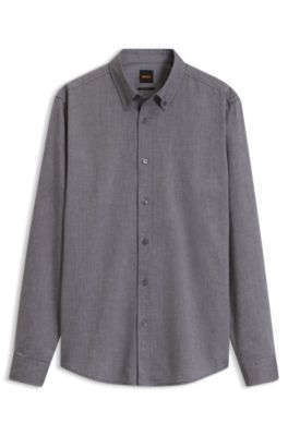 Camisa regular fit abotonada de algod&oacute;n Oxford, Marr&oacute;n oscuro