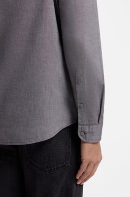 Camisa regular fit abotonada de algod&oacute;n Oxford, Marr&oacute;n oscuro