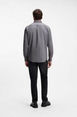 Camisa regular fit abotonada de algod&oacute;n Oxford, Marr&oacute;n oscuro