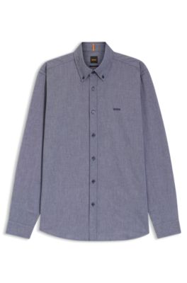 Chemise Regular en coton Oxford, Bleu fonc&eacute;