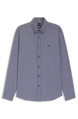 Regular-fit button-down shirt in Oxford cotton, Dark Blue