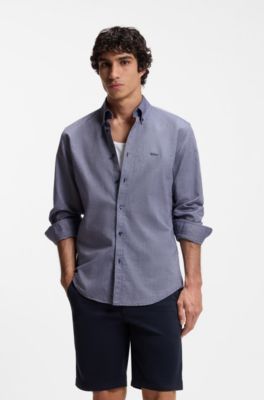 Chemise Regular en coton Oxford, Bleu fonc&eacute;