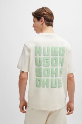 Relaxed-fit T-shirt in cotton with large rear logos, White