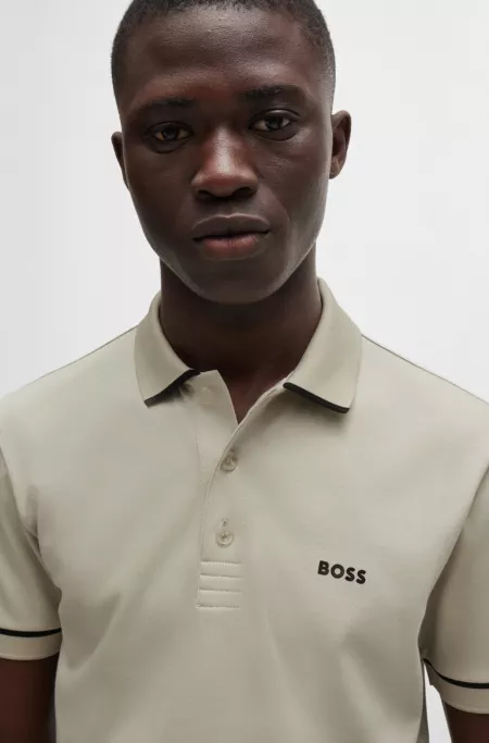 Interlock-cotton slim-fit polo shirt with contrast trims