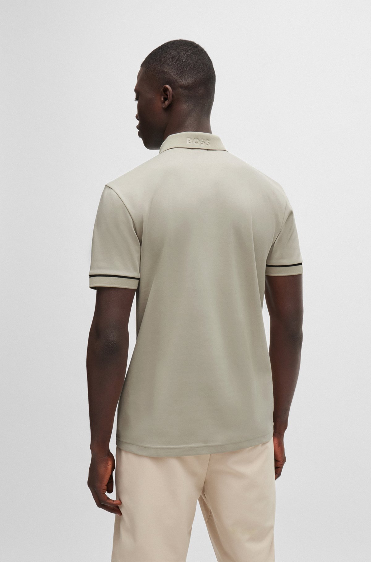BOSS - Interlock-cotton slim-fit polo shirt with contrast BOSS - Interlock-cotton slim-fit polo shirt with contrast