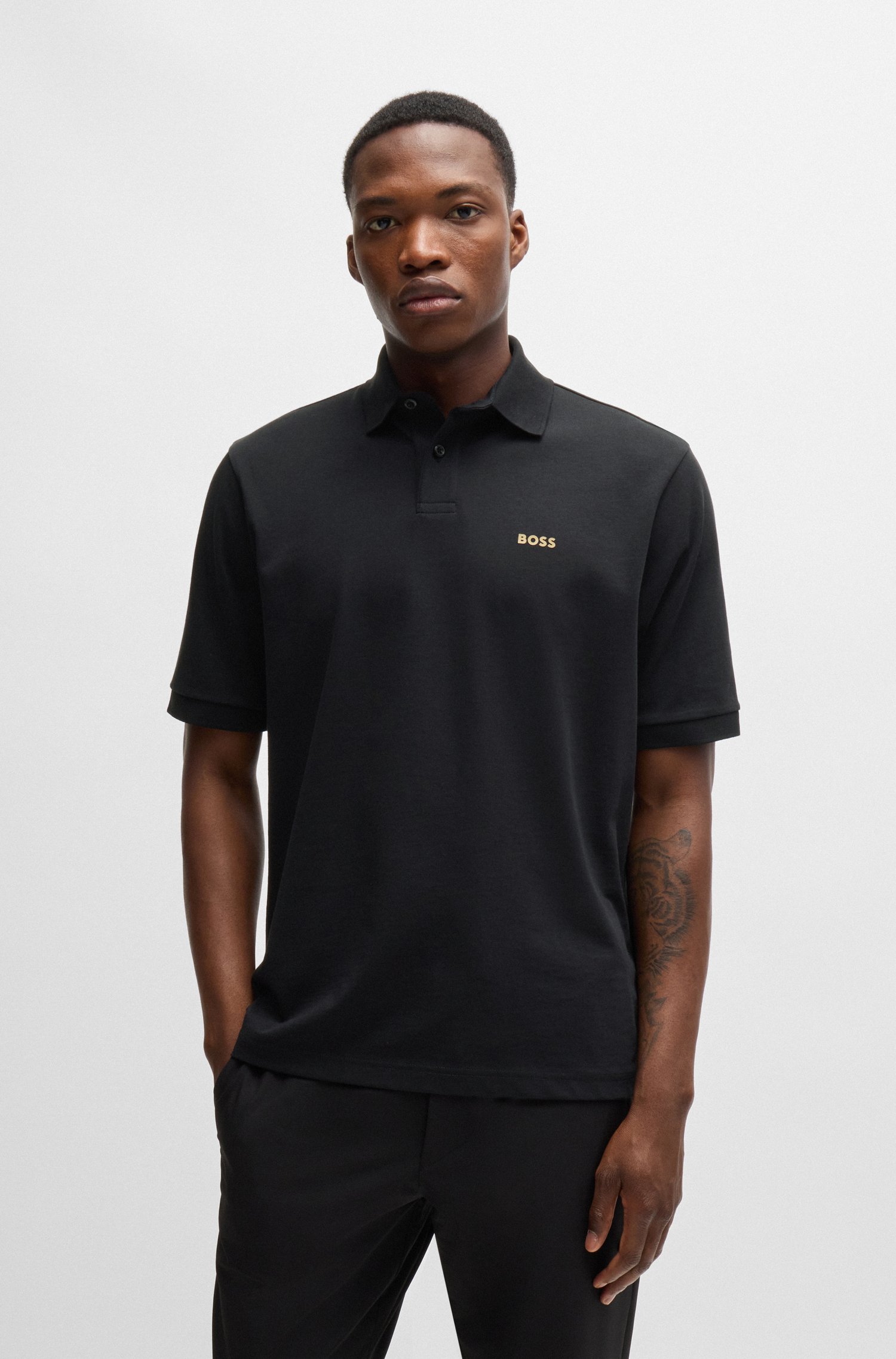 Cotton-jersey polo shirt with printed artwork