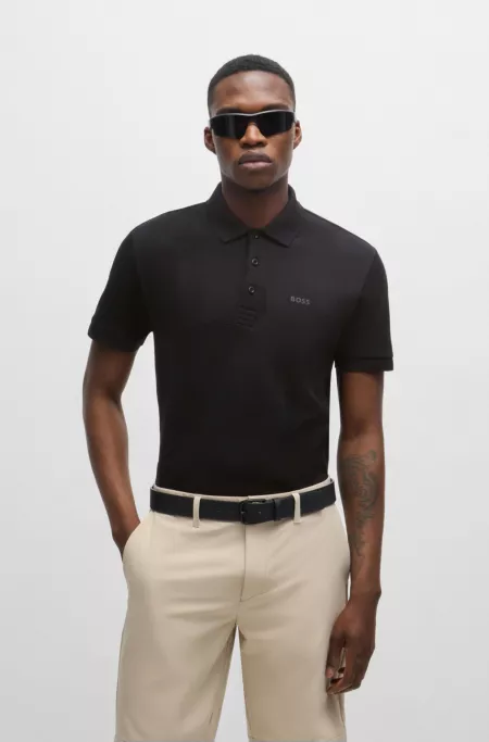 Relaxed-fit polo shirt in cotton jacquard with logo
