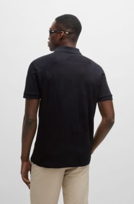 BOSS - Relaxed-fit polo shirt in cotton jacquard with logo - Black