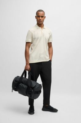 Relaxed-fit polo shirt in cotton jacquard with logo, White