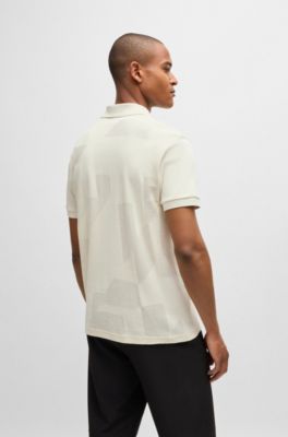 Relaxed-fit polo shirt in cotton jacquard with logo, White