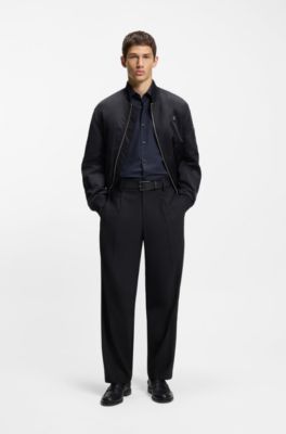 Easy-iron modern-fit shirt in cotton poplin, Dark Blue