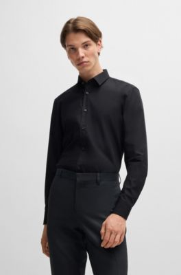 HUGO - Extra-slim-fit shirt in easy-iron cotton poplin