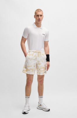 Polo BOSS x Matteo Berrettini slim fit con aplique en forma de pico , Blanco