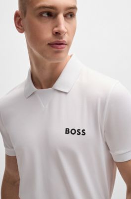 Polo BOSS x Matteo Berrettini slim fit con aplique en forma de pico , Blanco