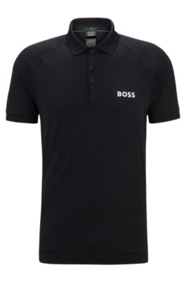 BOSS - BOSS x Matteo Berrettini waffle-fabric polo shirt - Black