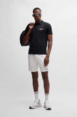 BOSS x Matteo Berrettini waffle-fabric polo shirt , Black