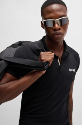 BOSS x Matteo Berrettini waffle-fabric polo shirt , Black