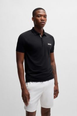 BOSS x Matteo Berrettini waffle-fabric polo shirt , Black