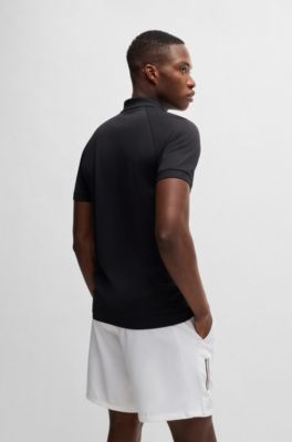 BOSS x Matteo Berrettini waffle-fabric polo shirt , Black