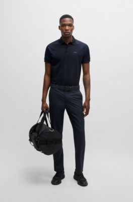 Polo de algod&oacute;n con ilustraci&oacute;n de rayas en relieve, Azul oscuro