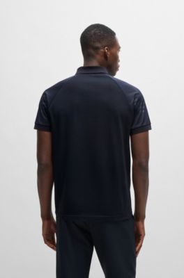 Polo de algod&oacute;n con ilustraci&oacute;n de rayas en relieve, Azul oscuro