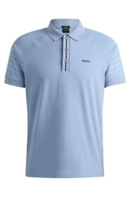 BOSS Polo shirt with embossed stripe artwork Light Blue