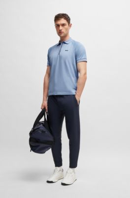 Polo de algod&oacute;n con ilustraci&oacute;n de rayas en relieve, Celeste