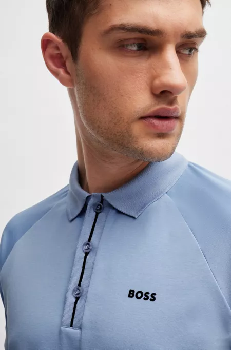 Polo shirt with embossed stripe artwork