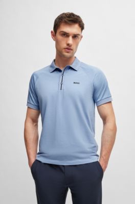 Polo de algod&oacute;n con ilustraci&oacute;n de rayas en relieve, Celeste