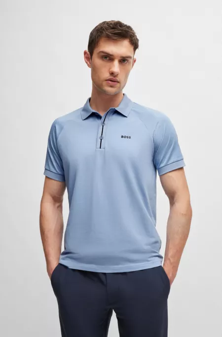 Polo shirt with embossed stripe artwork