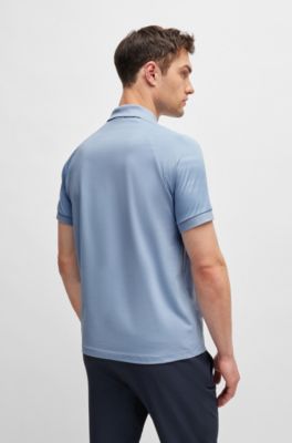 Polo de algod&oacute;n con ilustraci&oacute;n de rayas en relieve, Celeste