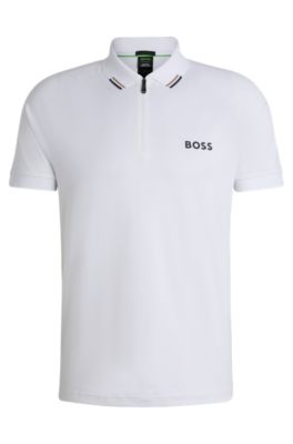 Shop Hugo Boss Boss X Matteo Berrettini Polo Shirt With Popcorn Stripe In White