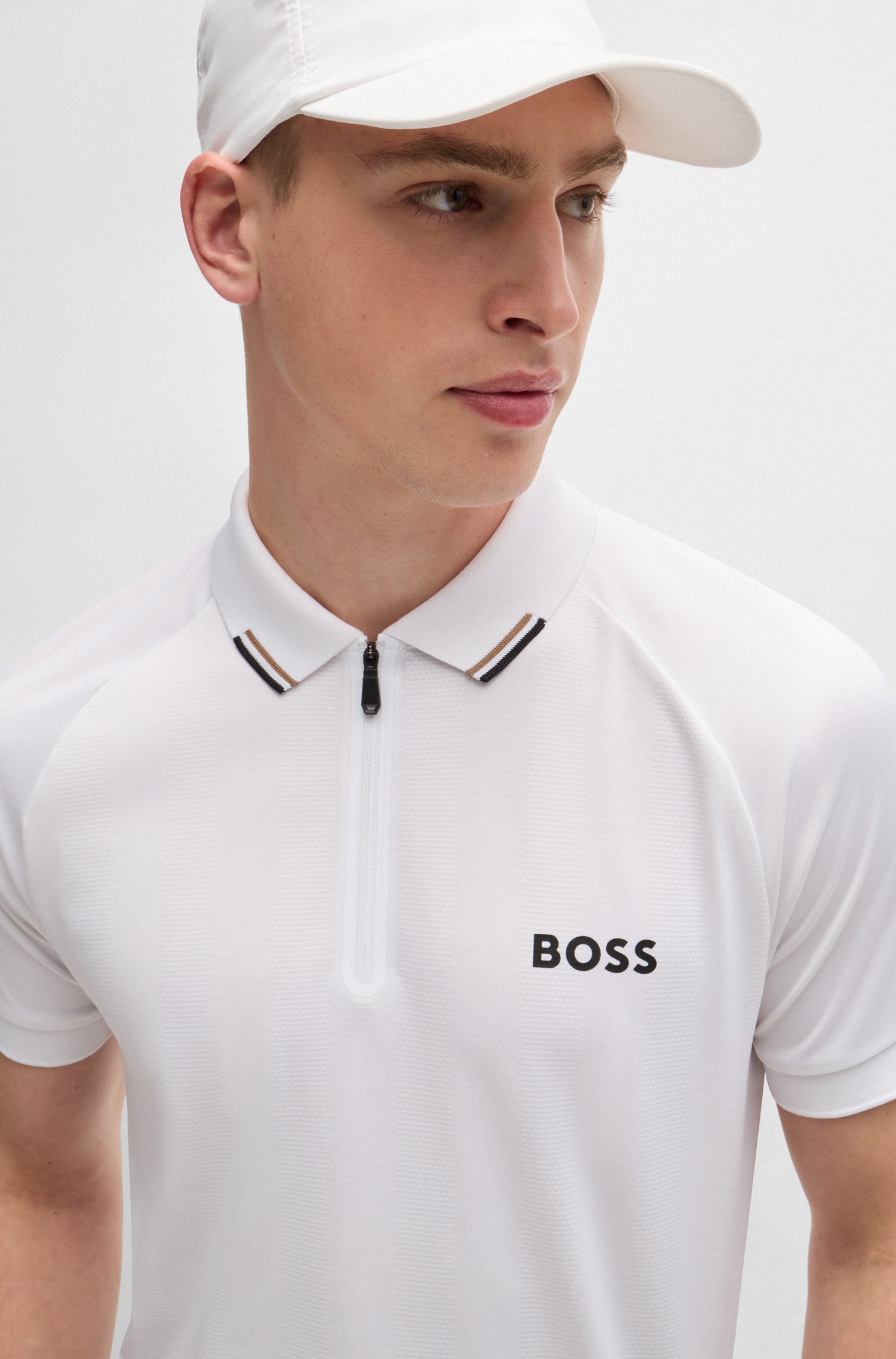 BOSS x Matteo Berrettini polo shirt with popcorn stripe